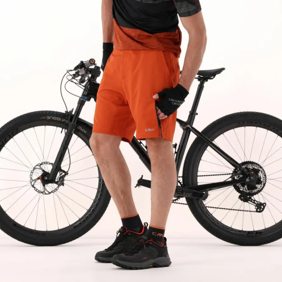Uomo CMP Pantaloncini|Pantaloni Running E Ciclismo^Bermuda con pantaloncino interno staccabile con fondello bike