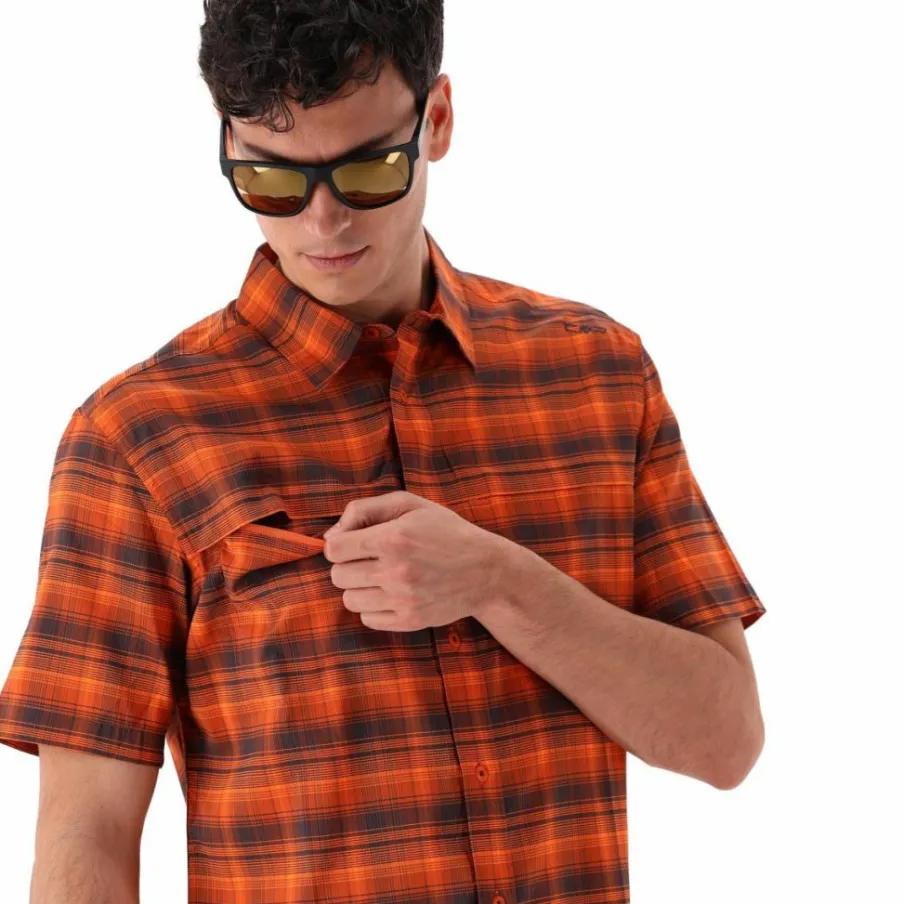 Uomo CMP Camicie^Camicia a maniche corte con fantasia Check da Uomo