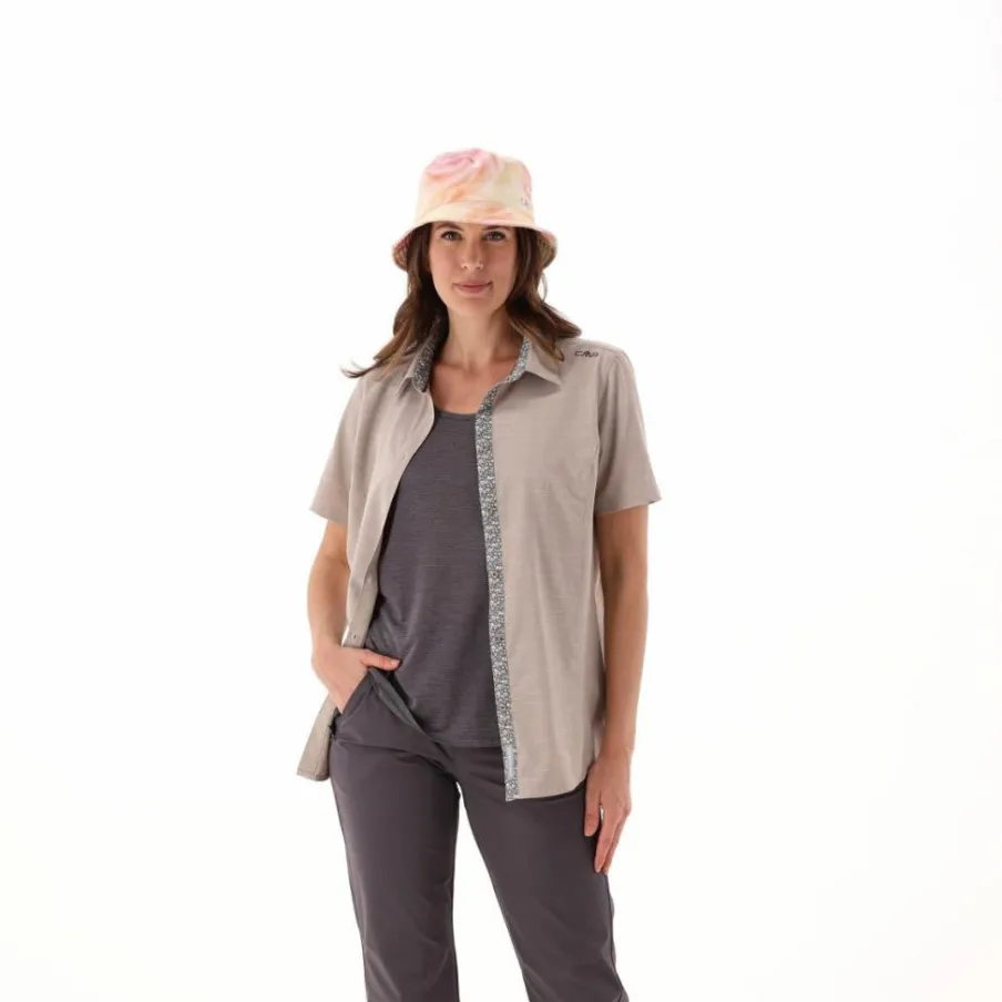 Donna CMP Camicie^Camicia da donna a maniche corte in misto cotone