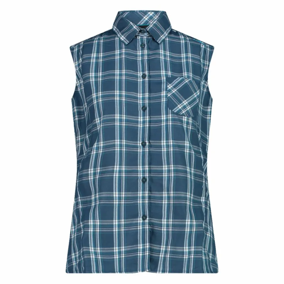 Donna CMP Camicie^Camicia fantasia check senza maniche da donna