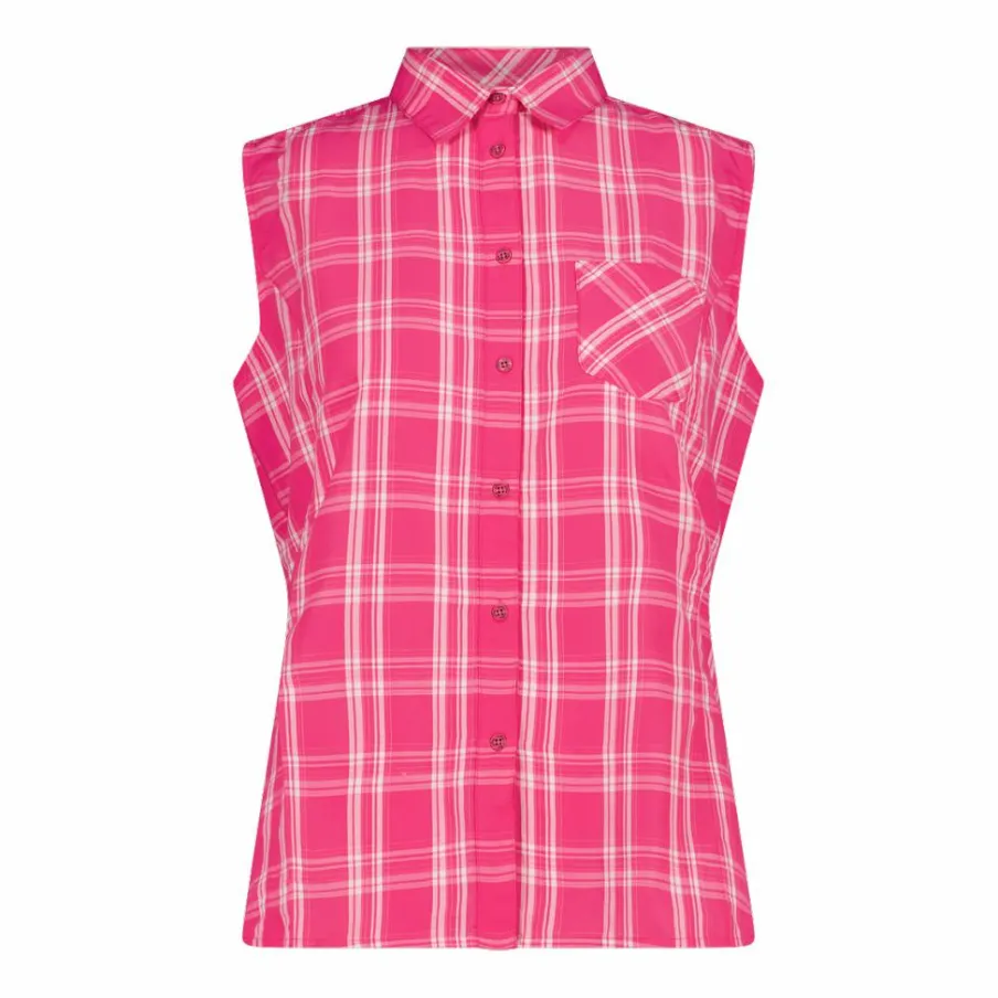 Donna CMP Camicie^Camicia fantasia check senza maniche da donna
