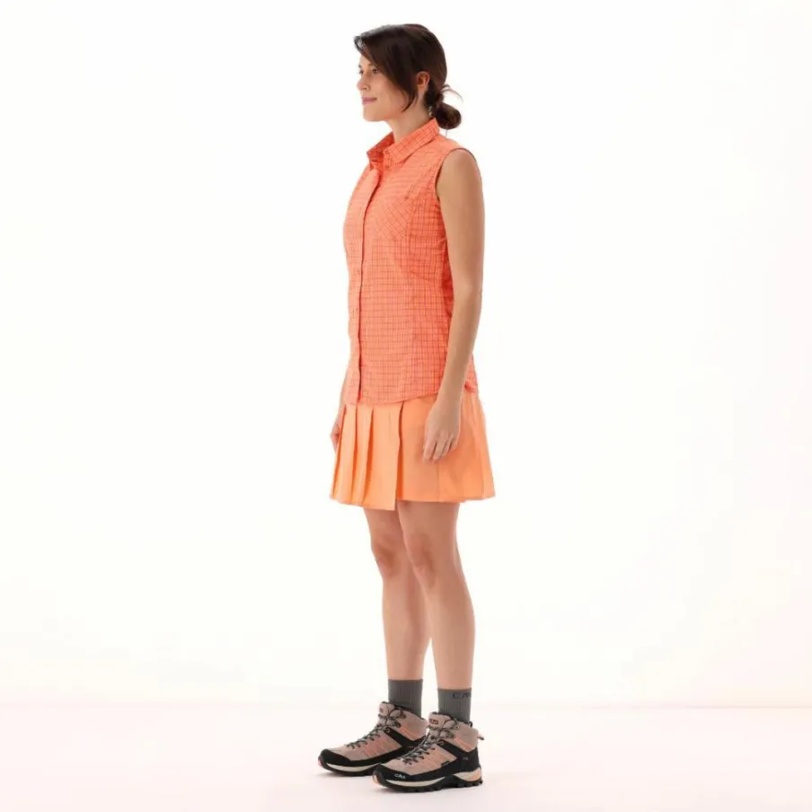 Donna CMP Camicie^Camicia fantasia check senza maniche da donna