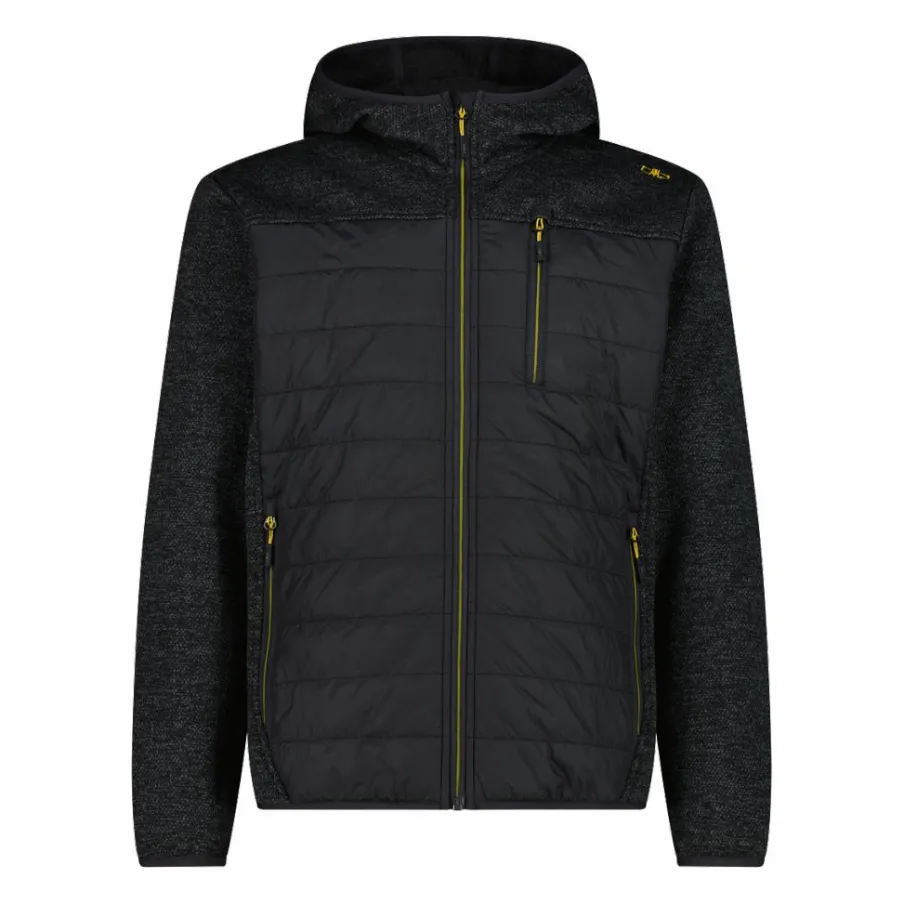 Uomo CMP Pile^Giacca ibrida in pile da uomo in Knit Tech melange con cappuccio