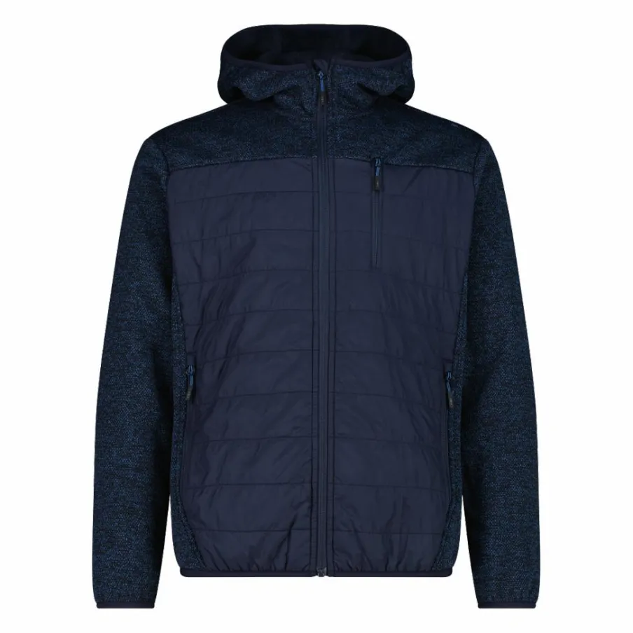 Uomo CMP Pile^Giacca ibrida in pile da uomo in Knit Tech melange con cappuccio
