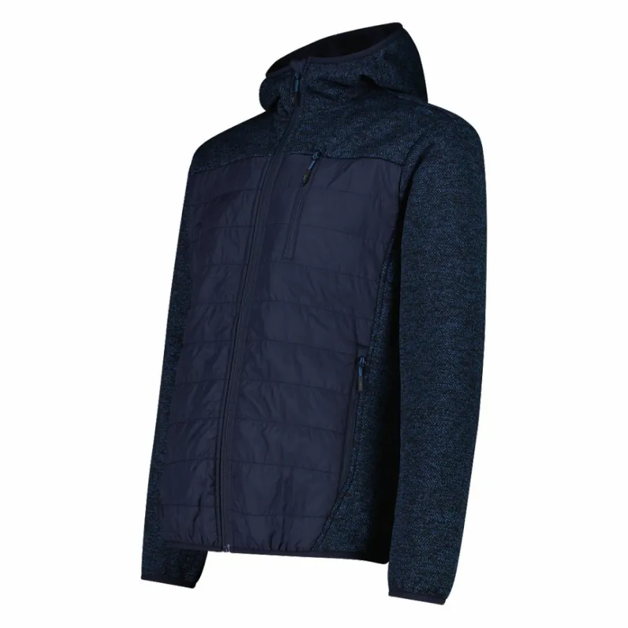 Uomo CMP Pile^Giacca ibrida in pile da uomo in Knit Tech melange con cappuccio