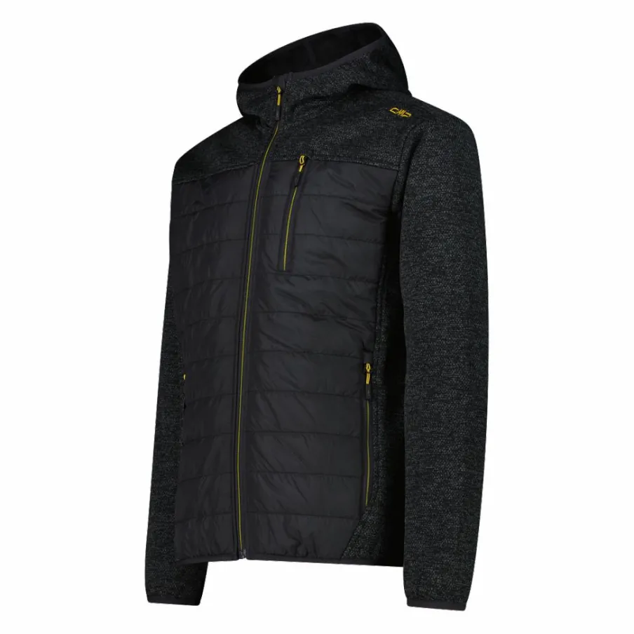 Uomo CMP Pile^Giacca ibrida in pile da uomo in Knit Tech melange con cappuccio