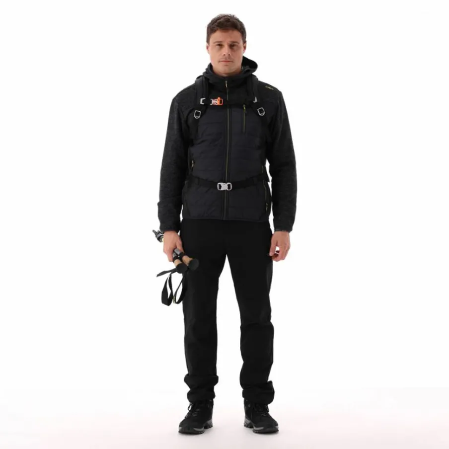 Uomo CMP Pile^Giacca ibrida in pile da uomo in Knit Tech melange con cappuccio