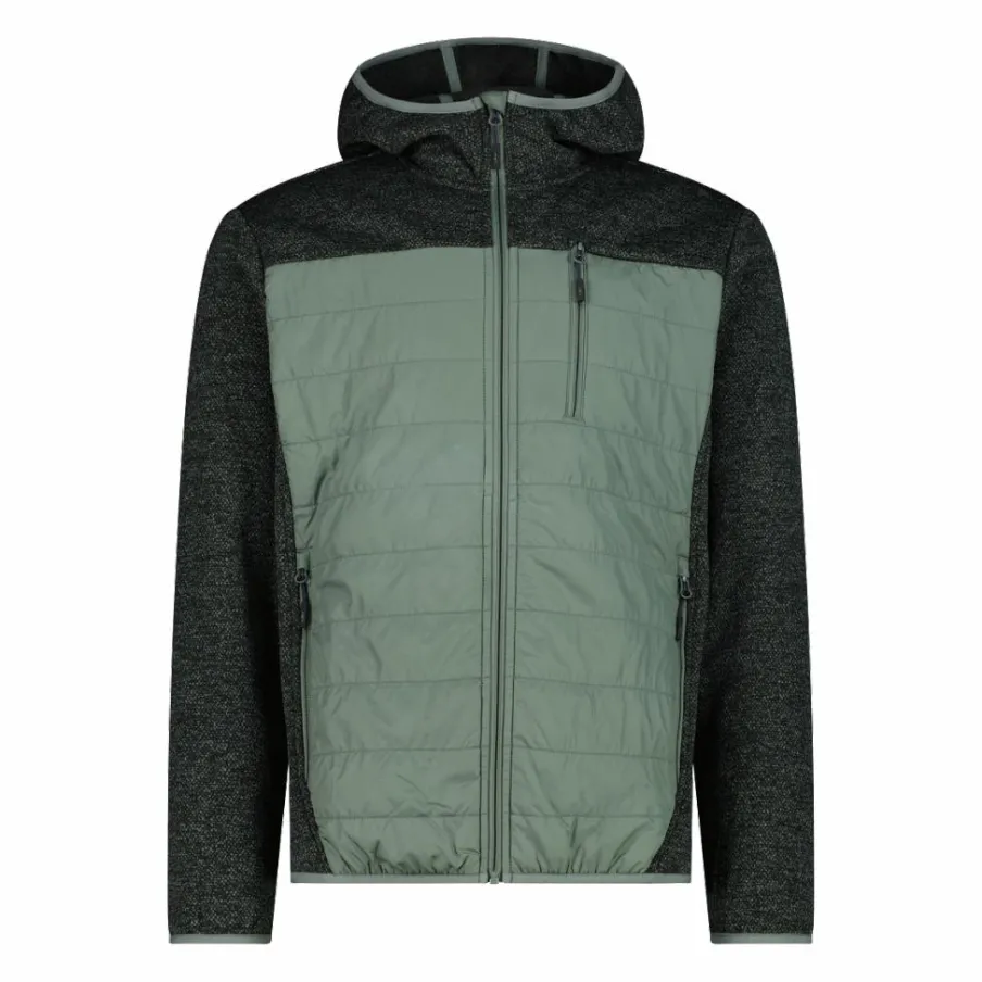Uomo CMP Pile^Giacca ibrida in pile da uomo in Knit Tech melange con cappuccio