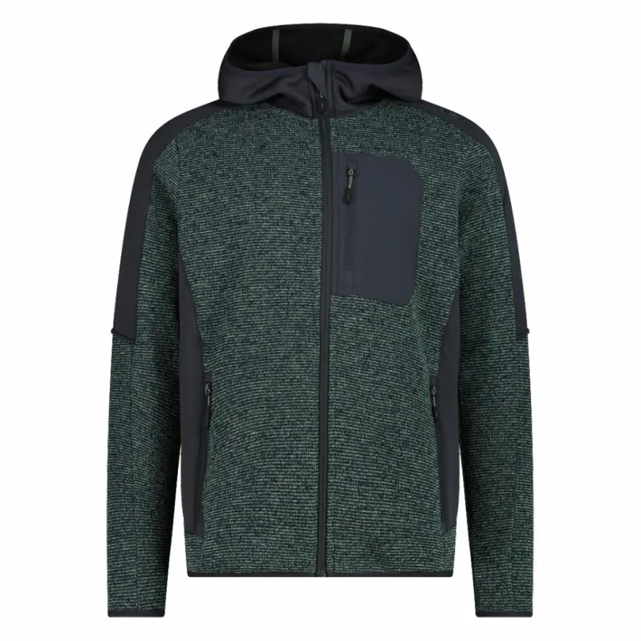 Uomo CMP Pile^Giacca in pile con zip da uomo in knit tech con cappuccio