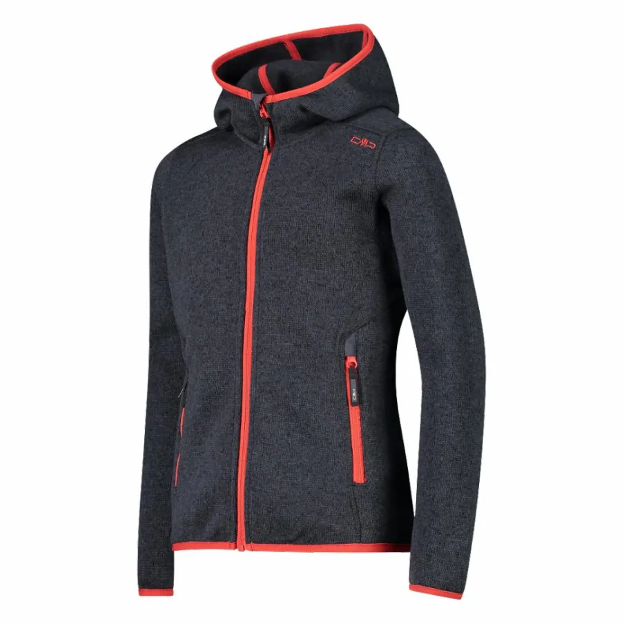 CMP Pile E Felpe^Giacca in pile da bambina in knit-tech mélange con cappuccio