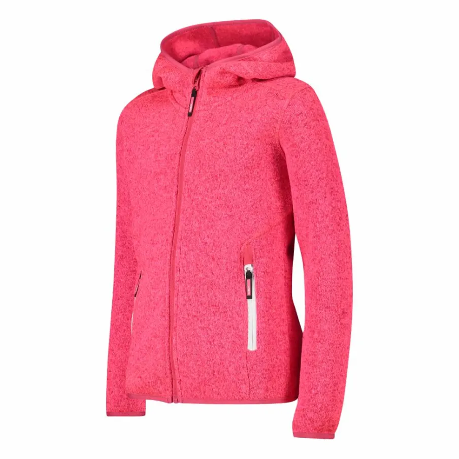 CMP Pile E Felpe^Giacca in pile da bambina in knit-tech mélange con cappuccio