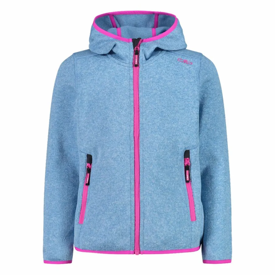 CMP Pile E Felpe^Giacca in pile da bambina in knit-tech mélange con cappuccio