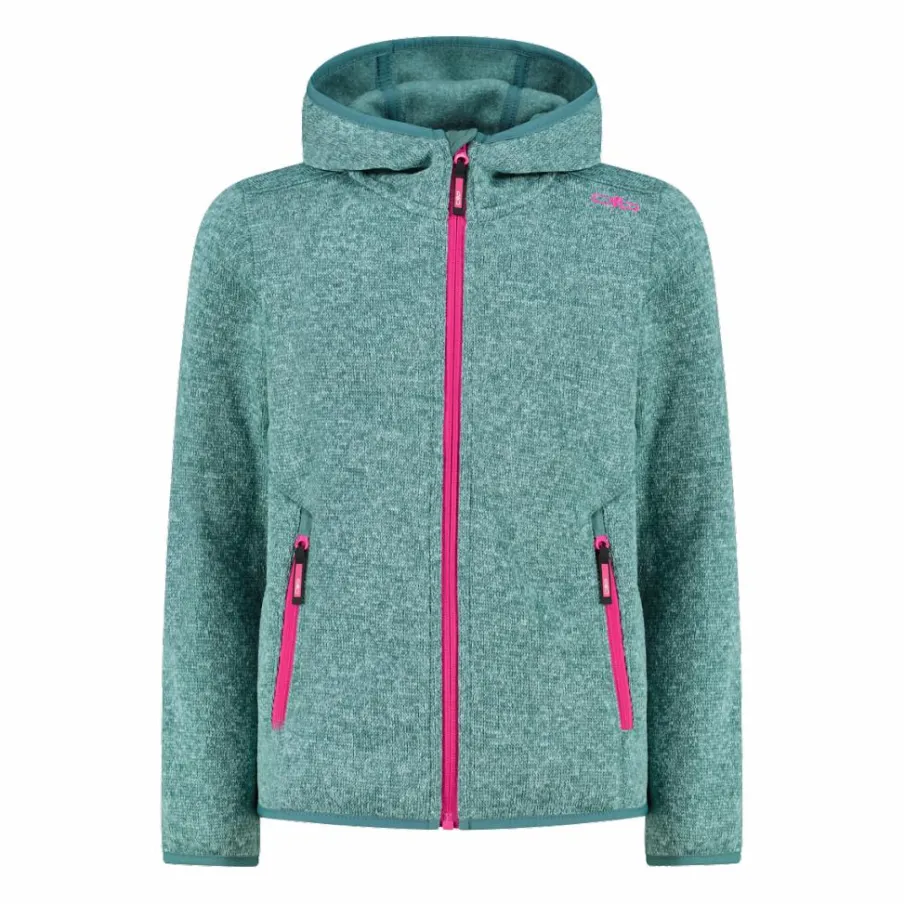 CMP Pile E Felpe^Giacca in pile da bambina in knit-tech mélange con cappuccio