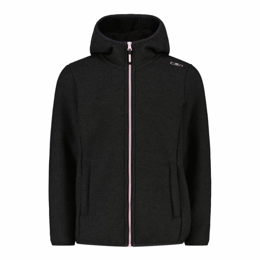 CMP Pile E Felpe^Giacca in pile da bambina in knit tech melange con cappuccio