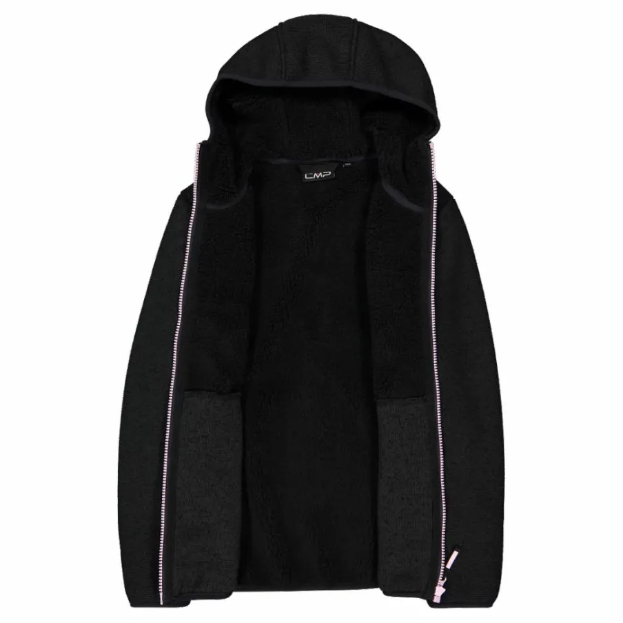 CMP Pile E Felpe^Giacca in pile da bambina in knit tech melange con cappuccio