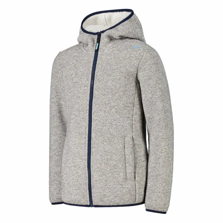 CMP Pile E Felpe^Giacca in pile da bambina in knit tech melange con cappuccio