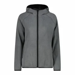 Donna CMP Pile^Giacca in pile da donna con cappuccio in knit tech melange