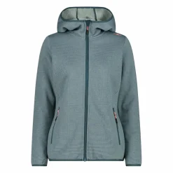 Donna CMP Pile^Giacca in pile da donna in knit tech melange con cappuccio