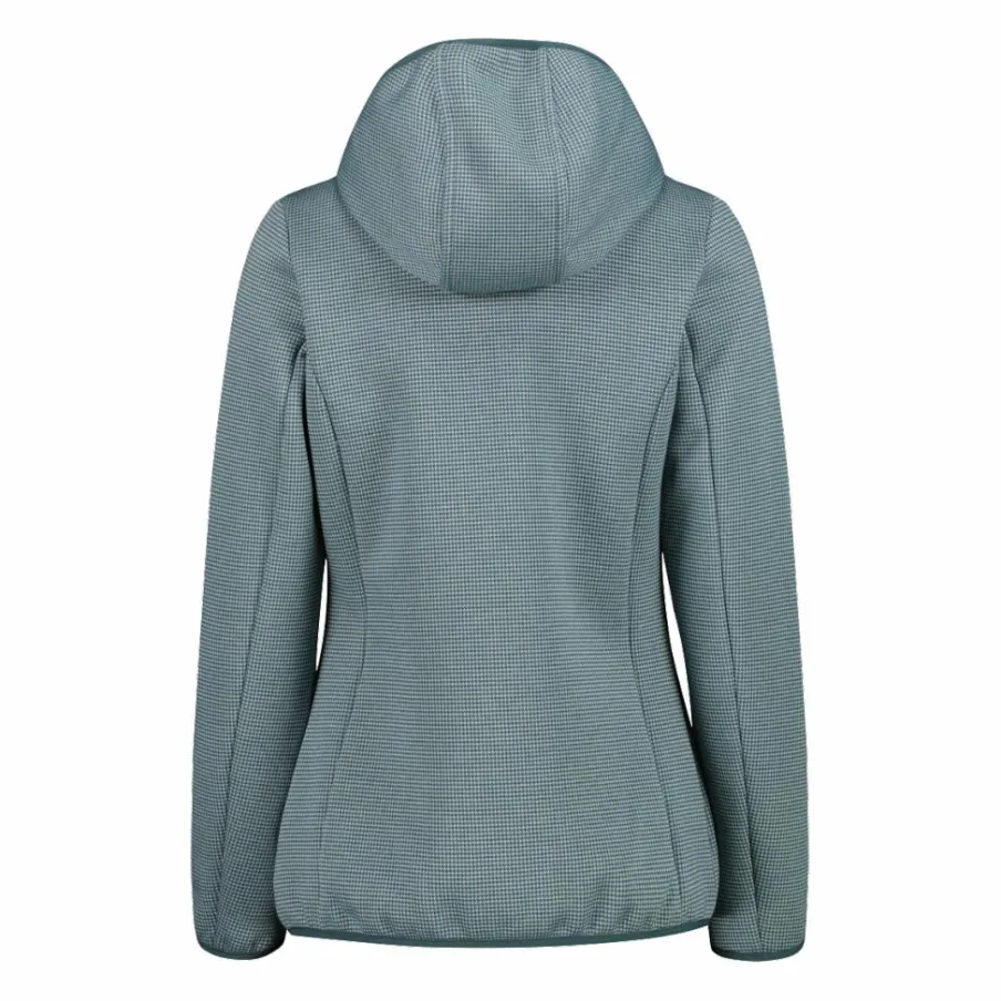 Donna CMP Pile^Giacca in pile da donna in knit tech melange con cappuccio