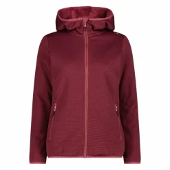 Donna CMP Pile^Giacca in pile da donna in knit tech melange con cappuccio