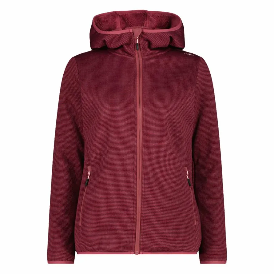 Donna CMP Pile^Giacca in pile da donna in knit tech melange con cappuccio