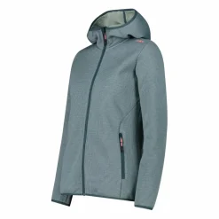 Donna CMP Pile^Giacca in pile da donna in knit tech melange con cappuccio