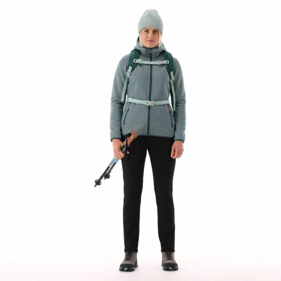 Donna CMP Pile^Giacca in pile da donna in knit tech melange con cappuccio