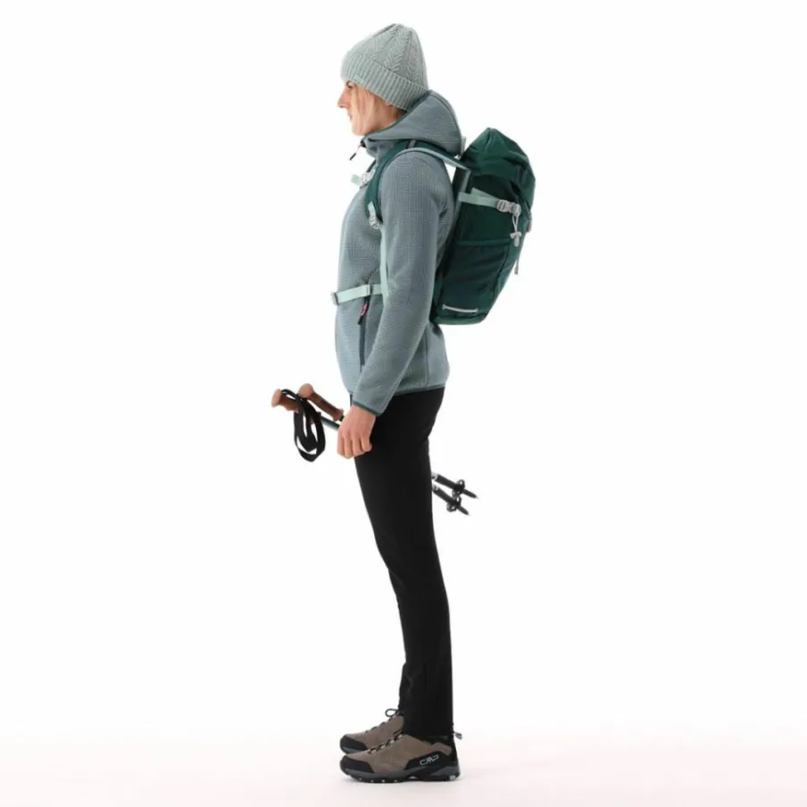 Donna CMP Pile^Giacca in pile da donna in knit tech melange con cappuccio