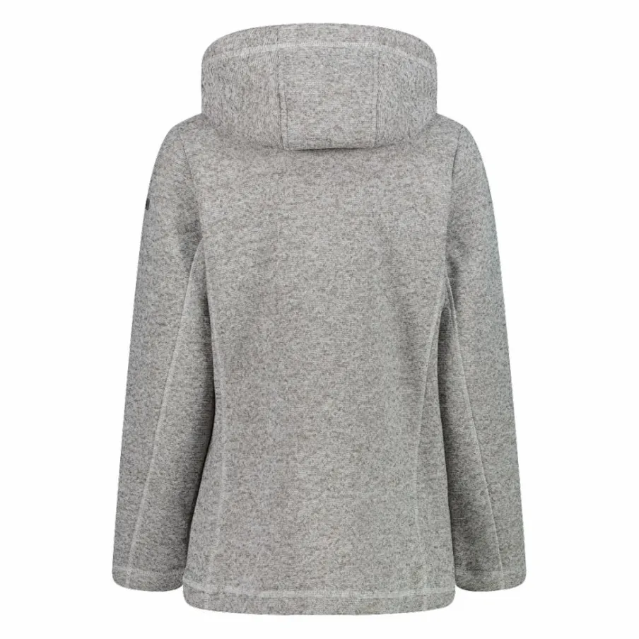 Donna CMP Pile^Giacca in pile da donna in knit tech melange con cappuccio