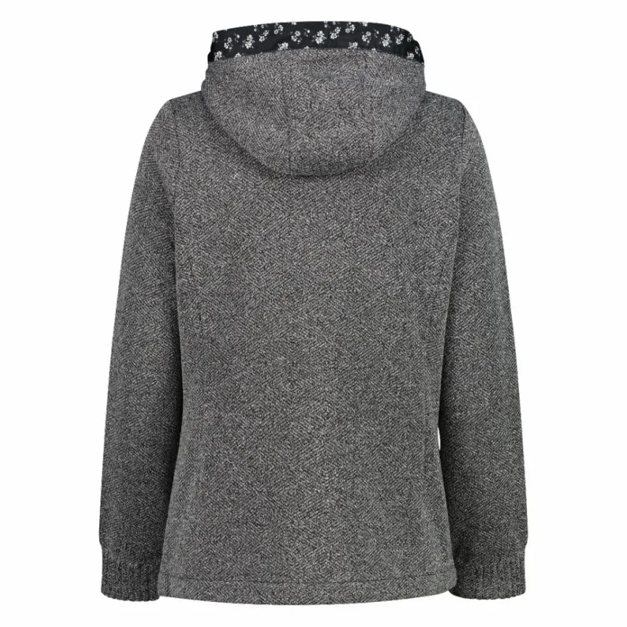 Donna CMP Pile^Giacca in pile da donna in knit tech con cappuccio con dettagli floreali
