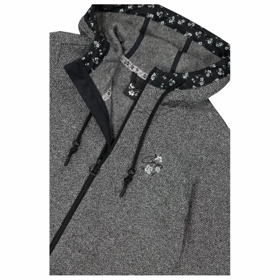 Donna CMP Pile^Giacca in pile da donna in knit tech con cappuccio con dettagli floreali