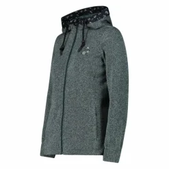 Donna CMP Pile^Giacca in pile da donna in knit tech con cappuccio con dettagli floreali
