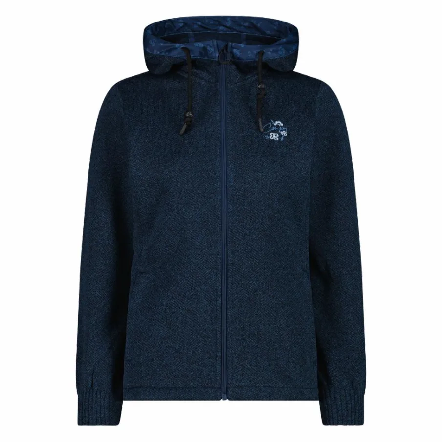 Donna CMP Pile^Giacca in pile da donna in knit tech con cappuccio con dettagli floreali