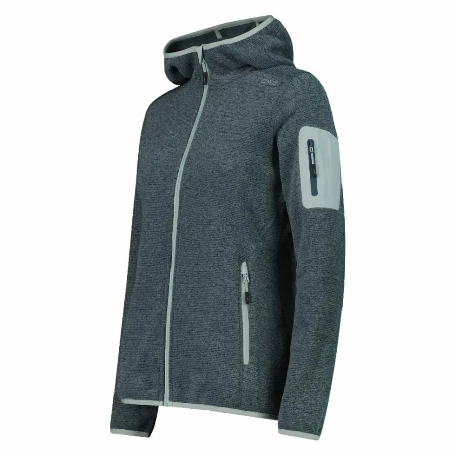 Donna CMP Pile^Giacca in pile da donna in knit-tech mélange con cappuccio