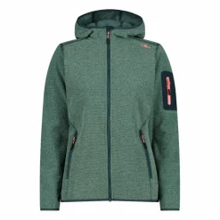 Donna CMP Pile^Giacca in pile da donna in knit-tech mélange con cappuccio