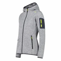 Donna CMP Pile^Giacca in pile da donna in knit-tech mélange con cappuccio