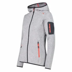 Donna CMP Pile^Giacca in pile da donna in knit-tech mélange con cappuccio