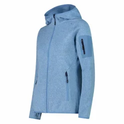 Donna CMP Pile^Giacca in pile da donna in knit-tech mélange con cappuccio