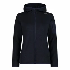 Donna CMP Pile^Giacca in pile da donna in knit-tech mélange con cappuccio