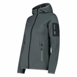 Donna CMP Pile^Giacca in pile da donna in knit-tech mélange con cappuccio