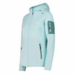 Donna CMP Pile^Giacca in pile da donna in knit-tech mélange con cappuccio