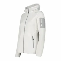 Donna CMP Pile^Giacca in pile da donna in knit-tech mélange con cappuccio