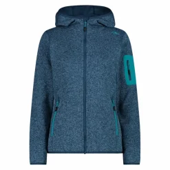 Donna CMP Pile^Giacca in pile da donna in knit-tech mélange con cappuccio