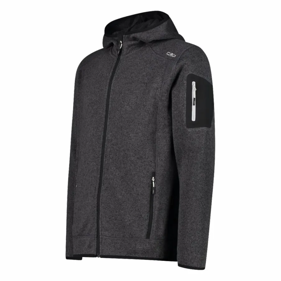 Uomo CMP Pile^Giacca in pile da uomo in knit-tech mélange con cappuccio