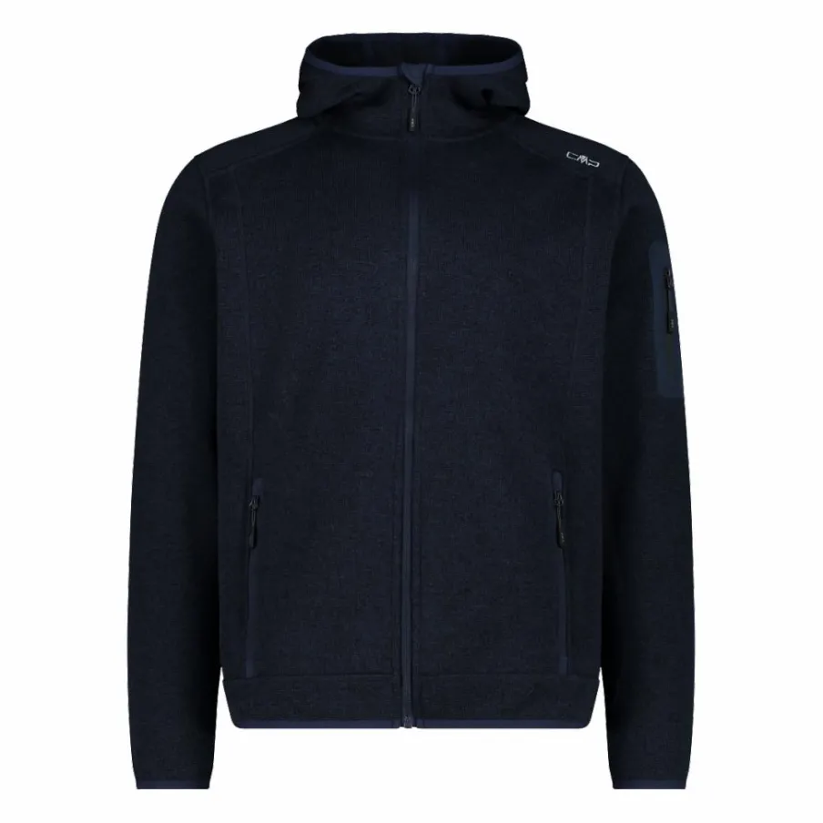 Uomo CMP Pile^Giacca in pile da uomo in knit-tech mélange con cappuccio