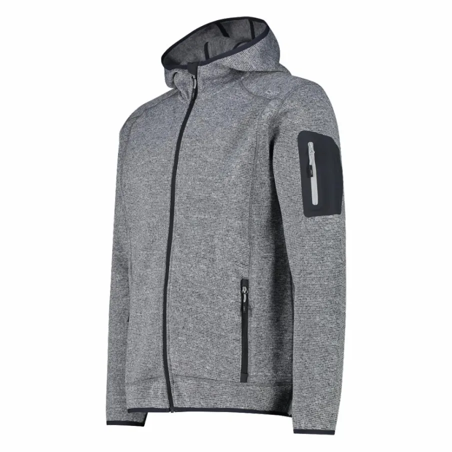 Uomo CMP Pile^Giacca in pile da uomo in knit-tech mélange con cappuccio