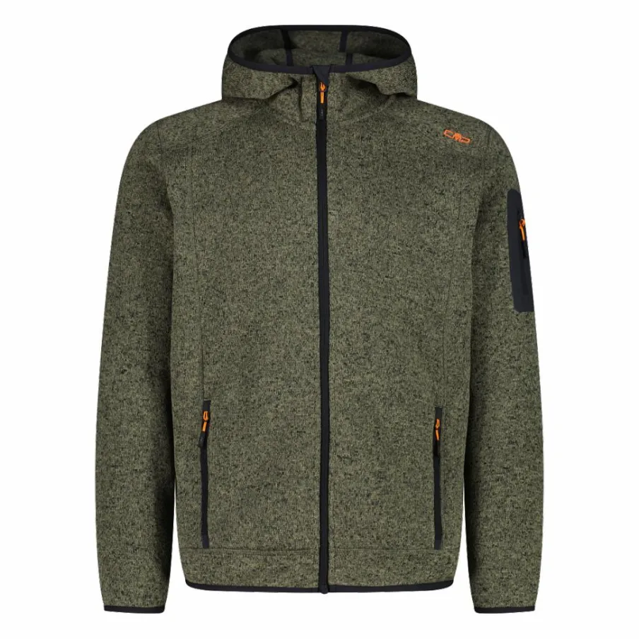 Uomo CMP Pile^Giacca in pile da uomo in knit-tech mélange con cappuccio