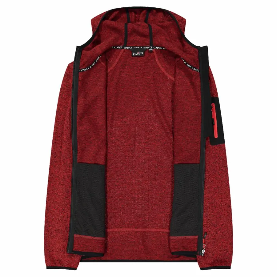 Uomo CMP Pile^Giacca in pile da uomo in knit-tech mélange con cappuccio