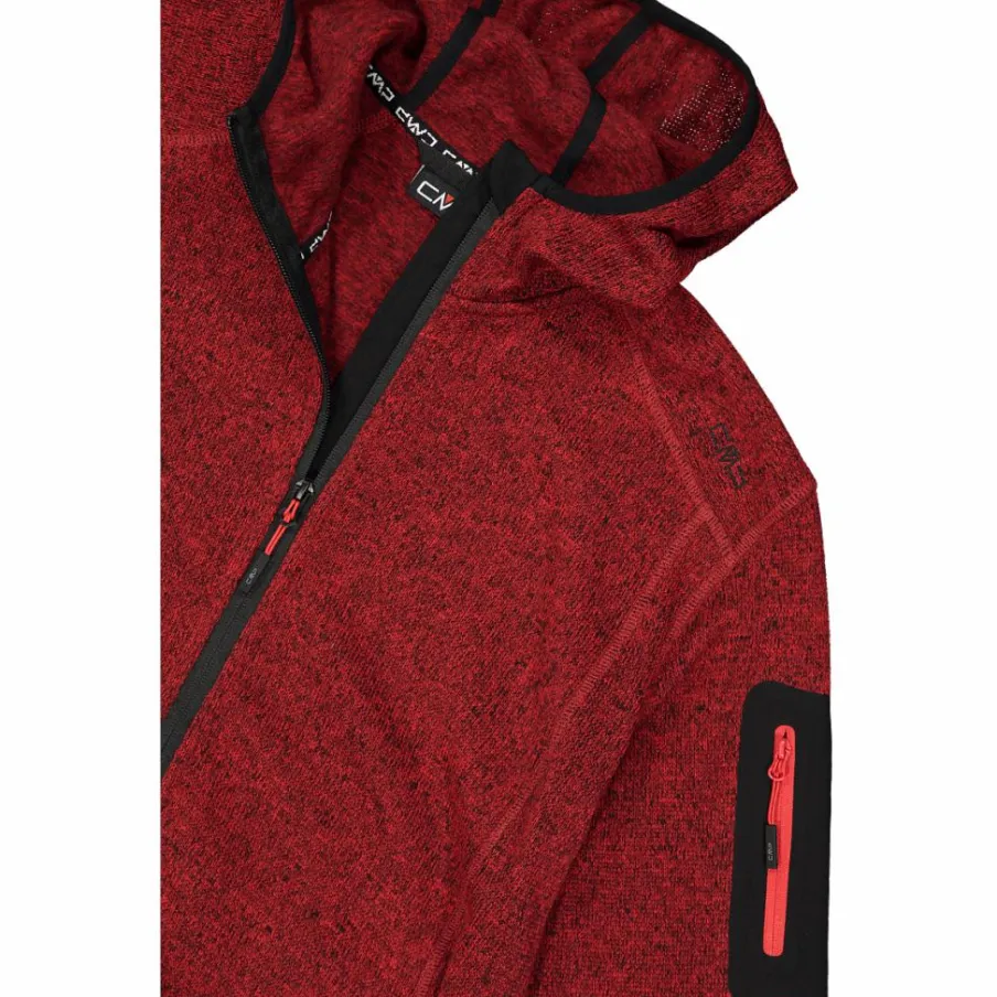 Uomo CMP Pile^Giacca in pile da uomo in knit-tech mélange con cappuccio