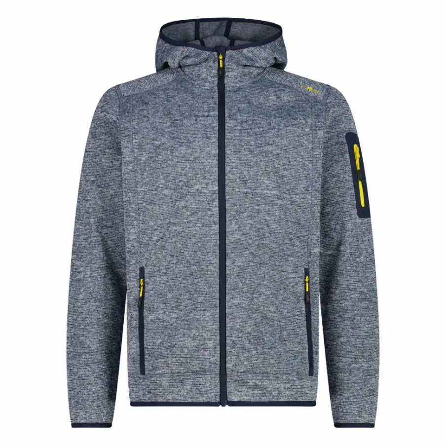 Uomo CMP Pile^Giacca in pile da uomo in knit-tech mélange con cappuccio